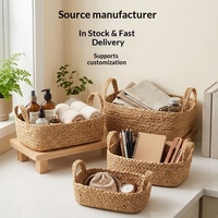 Panier de rangement carré en jacinthe d'eau tressée, style européen, écologique, avec poignée, portable, pour légumes/fruits, serviettes d'hôtel