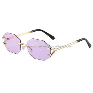 Gafas de Sol de Lujo para Mujer, Montura Metálica con Corte de Diamante, Sin Aro, Protección UV400 de Alta Calidad 2022 - Product Image 3