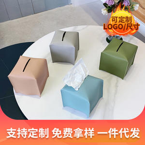 Boîte à mouchoirs en PVC de style nordique pour voiture, salon, salle de bain, avec couvercle de rangement pour mouchoirs extractibles sur le bureau - Product Image 5