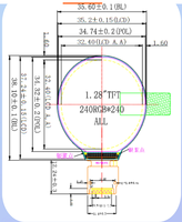 Module d'affichage LCD TFT rond Dwin de 1,28 pouce, couleur pleine, 240x240, GC9A01, 8 bits parallèle, rétroéclairage LED 16P pour appareils embarqués