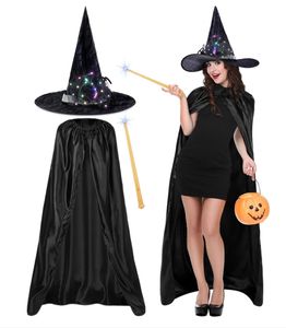 Accesorios de decoración para fiesta de Halloween, juego de rol, luces LED, sombrero de bruja de tela Oxford, suministros de ambiente de vacaciones, accesorios de maquillaje - Product Image 1