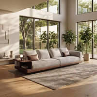 Canapé de salon contemporain en tissu de lin respirant blanc crème, 3/4 places, en bois massif, écologique, à rangée droite, style luxe léger