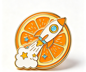 Pin de Solapa Personalizado con Diseño de Cohete, Broche de Metal Chapado en Oro, Insignia Redonda Impresa en Offset para Regalo de Boda o Festivo - Product Image 3