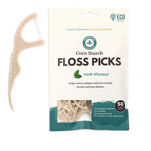 50 pièces de cure-dents en soie biodégradables et écologiques, saveur menthe, fil dentaire végétalien pour usage domestique - Product Image 1