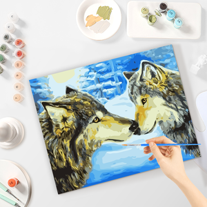 Adultes Peinture Numéros Kits Fait à la Main <span class=keywords><strong>Loup</strong></span> des Neiges Art Mural Europe Peinture Acrylique DIY Image pour la Maison Imprimé Paysage Design - Product Image 5