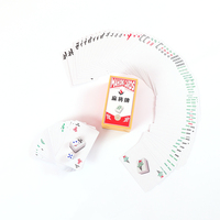 Cartes de jeu de mahjong personnalisées de haute qualité en papier bleu de 300 g/m² avec code-barres pour adultes