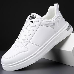 Chenje Xiu Xian – Baskets en cuir blanc pour homme, bout rond, semelle épaisse, chaussures de marche amorties - Product Image 1