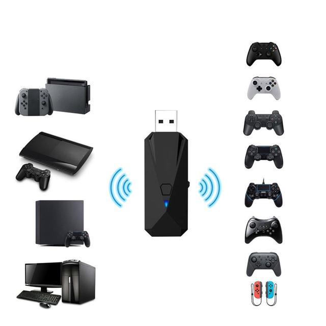 Wireless Game Controller Adapter USB Receiver Dongle for PS4/PS3/PC/Switch ABS Plastic Fast Response Converter Gaming Accessory