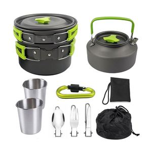 Ensemble de casseroles de camping professionnelles légères et portables en aluminium avec couvercle en acier inoxydable pour la randonnée, le backpacking et la cuisine en plein air - Product Image 4