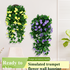 Cesta colgante de pared de Gloria DE LA MAÑANA simulada, flores artificiales, <span class=keywords><strong>Trompeta</strong></span> de Gloria DE LA MAÑANA Artificial adecuada - Product Image 3