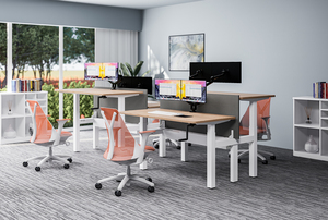 Sit to <strong>Stand</strong> <strong>up</strong> Office Furniture <strong>Computer</strong> Desk Back to Back <strong>Workstation</strong> Table 4 Leg Height Adjustable Standing Desk Frame - Product Image 2