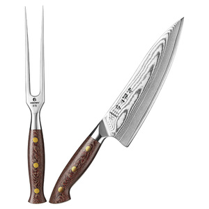XINZUO coltello da Chef forchetta da intaglio Set 2 pezzi coltelli da cucina in acciaio damasco personalizzato Micarta manico BBQ Cooking - Product Image 1
