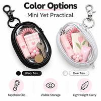 Étui de rangement ovale transparent avec fermeture éclair, pochette portable pour câbles avec crochet porte-clés pour chargeurs, écouteurs et accessoires – Vente en gros