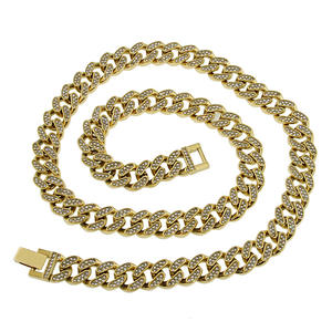 Cadena Cubana de Acero Inoxidable 304 con Baño de Oro de 18k y Plata, Estilo Hip Hop, con Incrustaciones de Diamantes de Imitación, 13 mm de Ancho - Product Image 1