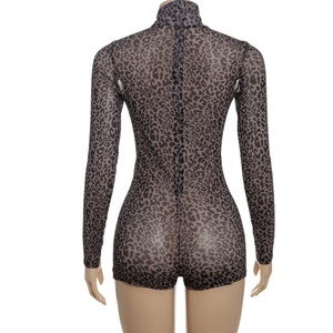 Viviblook Z813RP01 Hot Selling Ladies Rompers Street Sexy Leopard Print Slim Fit One Piece Yoga Fitness Romper for Women Bodycon - Product Image 4