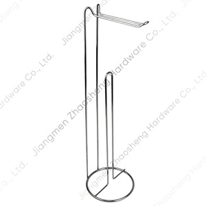 Shosho Toilet Paper <b>Holder</b> Double <b>Rod</b> Free Standing Glossy Black Modern Bathroom Supply Circular Shape - Product Image 5