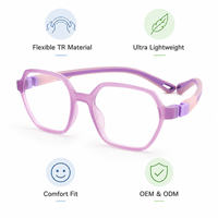 Lunettes optiques pour enfants de haute qualité TR90, montures optiques hexagonales bicolores pour enfants, lunettes flexibles incassables pour garçons et filles