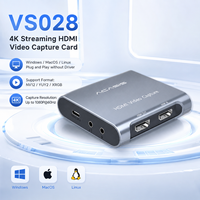 Tarjeta de Captura de Video HDMI 4K VS028, 1080P 60Hz, USB C, Capturadora de Juegos, Salida en Bucle, Entrada de Micrófono, Audio Externo para Transmisión en Vivo y Grabación