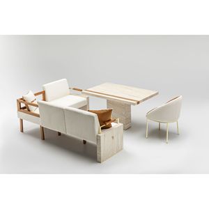 Ensemble de canapés d'extérieur en teck massif moderne avec coussins imperméables, 4 places, meubles de jardin pour villa et appartement - Product Image 6