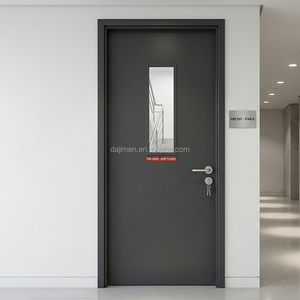 Porte coupe-feu en <span class=keywords><strong>acier</strong></span> galvanisé sur mesure DJMI, design moderne, finition thermolaquée, durable pour usage commercial/résidentiel - Product Image 1