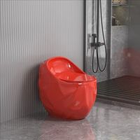 WC en céramique monobloc à poser au sol, forme œuf, couleur personnalisée, bleu rond, pour salle de bain d'hôtel, Foshan
