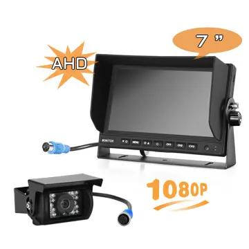 Ahd Trasera Kamera Mobil 1080P, Sistem Kamera Cadangan Tampilan Belakang Monitor 7 Inci untuk Truk