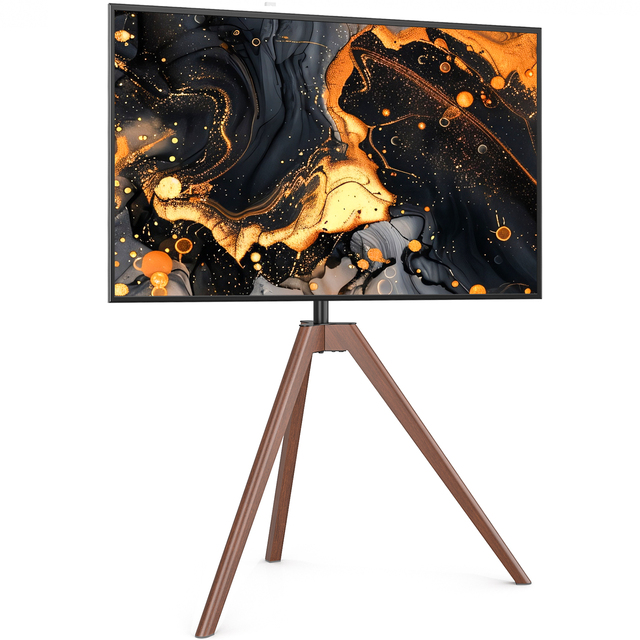 Modern Easel TV Stand for 32-65 Inch Screens Artistic Tripod Floor TV Stand with Swivel Mount Cable Management