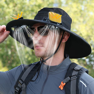 כובע שיש מאוורר סולארי בעל מתכוונן רחב (60 ס "מ) כובע דיג עם אוהדי קירור כפולה והגנה - Product Image 1