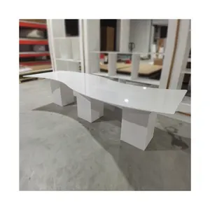 Toptan Modern tasarım fikir üst parlak beyaz mdf yemek masası kek Bar masası düğün parti süslemeleri için
