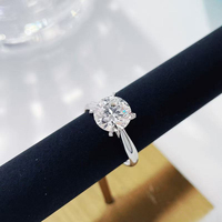 Bague de fiançailles solitaire classique élégante et minimaliste en or blanc 18 carats plaqué, avec diamant de laboratoire à quatre griffes, pour femme, haute joaillerie
