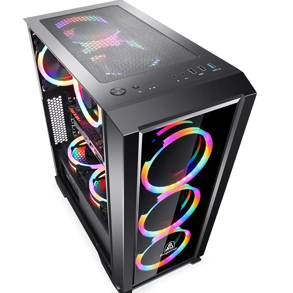 RGB Transparent,Dust-Proof and Mute On All Side Well Designed Desktop Computer PC Case Gaming PC