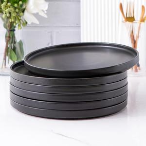 Assiettes de buffet en ardoise personnalisées pour hôtel, vaisselle en porcelaine, 8 à 10 pouces, rondes, noir mat, assiettes à dîner en céramique, assiettes à steak pour restaurant - Product Image 5