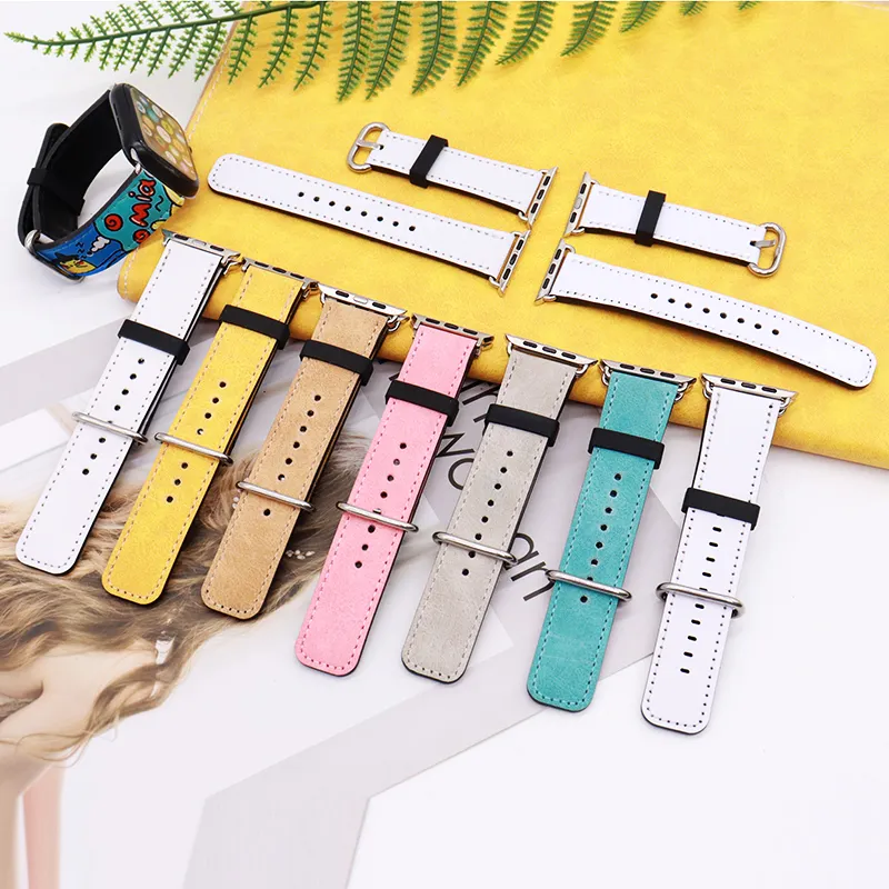 Yeni tasarım renkli yüksek kaliteli geniş lüks bilek kayışı süblimasyon deri saat kordonları için Watch Band