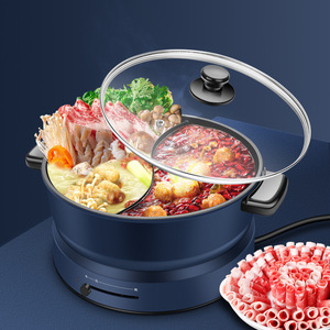 Vente directe d'usine Portable 4L Yuanyang marmite antiadhésive multifonctionnelle marmite électrique couvercle en verre trempé en aluminium - Product Image 3