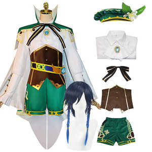Anime Game Genshin Impact Cosplay Venti Costume Robe de soirée avec perruque Femmes adultes Halloween <span class=keywords><strong>Carnaval</strong></span> Cos Vêtements - Product Image 2