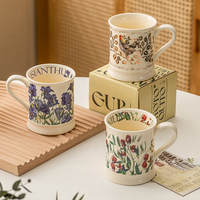 Offre Spéciale tasses à thé papillon peintes à la main tasse à café en céramique florale vintage tasse avec boîte-cadeau