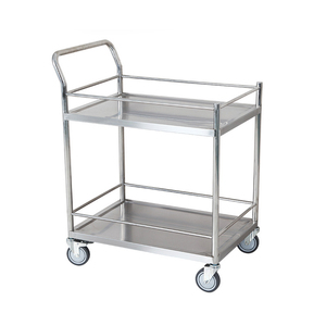 2-laags roestvrijstalen containerwagen, mobiele kar voor keuken, restaurant, voedselopslag, transport en bewaring van containers - Product Image 6