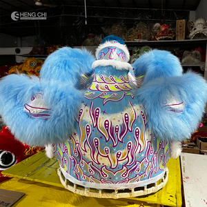 Disfraz de Danza del León, Mascota Tradicional China Hecha a Mano y Personalizada para Festivales de Año Nuevo, para Dos Personas, de Lana, Seda y Algodón - Product Image 4