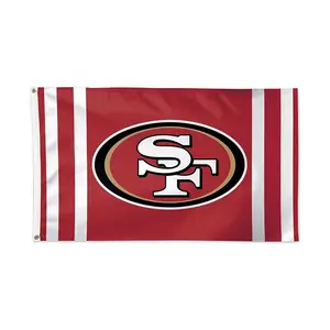 Terlaris kustom anak perempuan cinta SF 49ers tim sepak bola strip merah USA juara hadiah bendera 3x5Ft Banner