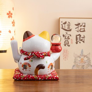 Vente en gros de chat porte-bonheur de style japonais Maneki Neko Statue de chat porte-bonheur en céramique émaillée Décoration intérieure pour la fête du printemps - Product Image 6