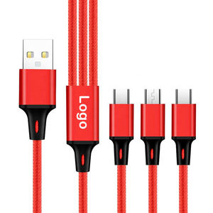 A buon mercato più cavo di ricarica Multi cavo di ricarica rapida in Nylon cavo intrecciato USB 3 in 1 Multi telefono cavo di ricarica con tipo C Micro - Product Image 5