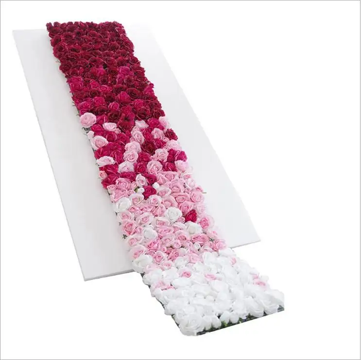 Luxueux 50*240cm <span class=keywords><strong>artificielle</strong></span> retrousser mur de fleurs pour la décoration murale de mariage