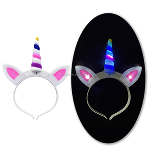 Bandeau de cheveux pour filles avec LED lumineux et <span class=keywords><strong>licorne</strong></span> Accessoires de cheveux pour Noël, Halloween, fête d'anniversaire, cadeau lumineux - Product Image 4