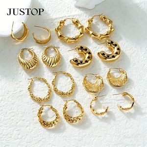 Trending OEM/OEM Waterproof Stainless Steel Gold Plating hypoallergenic Fashion Jewelry supplier hoop <b>earrings</b> stainless steel - Product Image 1