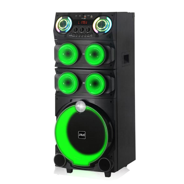 Powerful 12-Inch Plastic DJ Speaker with TWS RGB LED 100W Dual Wireless Microphones Super Bass & Portable Design