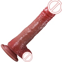 Dildo réaliste en silicone artificiel, vibrateur à tête mobile souple, jouet sexuel pour adultes -BJD-E023J