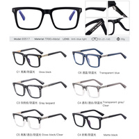 Gafas de Sol Cuadradas con Montura de Metal TR90 de Alta Gama para Hombre, Lentes Transparentes con Filtro de Luz Azul, Montura Óptica Personalizada para Miopía 93517