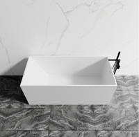 Baignoire autoportante rectangulaire moderne en résine de pierre artificielle écologique GMstone GM-8026 1,5 m