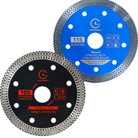 Nouvelle lame de scie turbo en diamant noir de 105 mm (4 pouces) pour découpe à chaud, ultra-mince, pour porcelaine et céramique