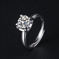 DEZYVIA DH102 Bague en Acier Inoxydable Plaqué Platine avec Moissanite, Sertissage Griffe, Classique Tête de Taureau, Solitaire de Mariage pour Femme